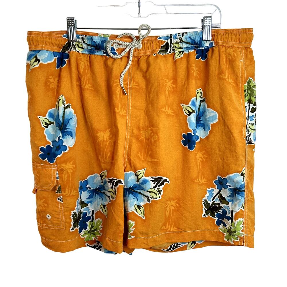 Tommy Bahama Swim Trunks Mens Size Xl Orange Floral  Resort Hawaii Preppy